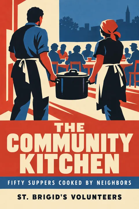 WPA / New Deal style book cover for a fictional nonfiction: The Community Kitchen