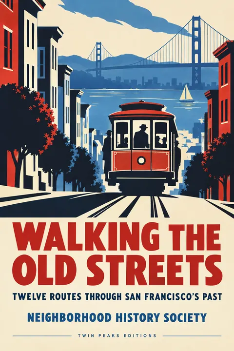 WPA / New Deal style book cover for a fictional nonfiction: Walking the Old Streets