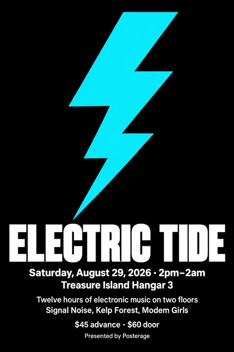 ACT UP / AIDS Crisis Activism style event poster for a fictional festival: Electric Tide