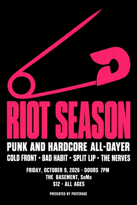 ACT UP / AIDS Crisis Activism style poster for a fictional event called Riot Season