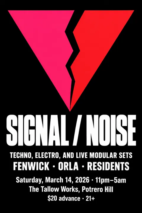 ACT UP / AIDS Crisis Activism style poster for a fictional event called Signal / Noise