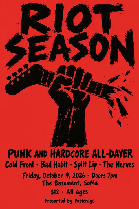 Atelier Populaire / Paris May 1968 style poster for a fictional event called Riot Season