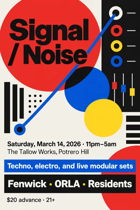 Bauhaus style poster for a fictional event called Signal / Noise