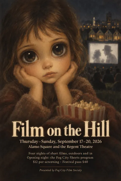Big Eyes / Keane Waif style event poster for a fictional festival: Film on the Hill