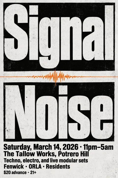 Brutalist Graphic Design style poster for a fictional event called Signal / Noise
