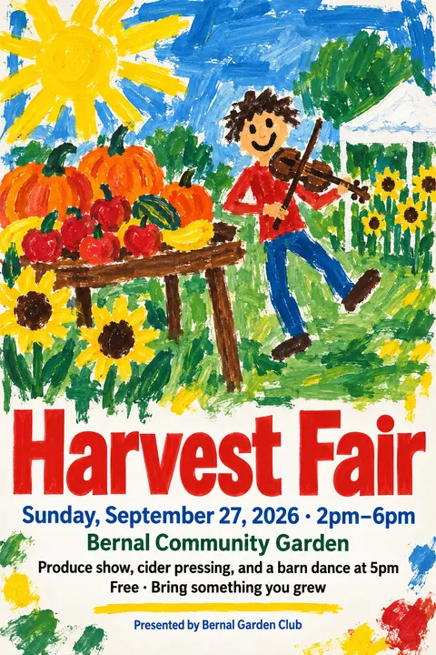 Child Poster Paint + Pro Typography style poster for a fictional event called Harvest Fair