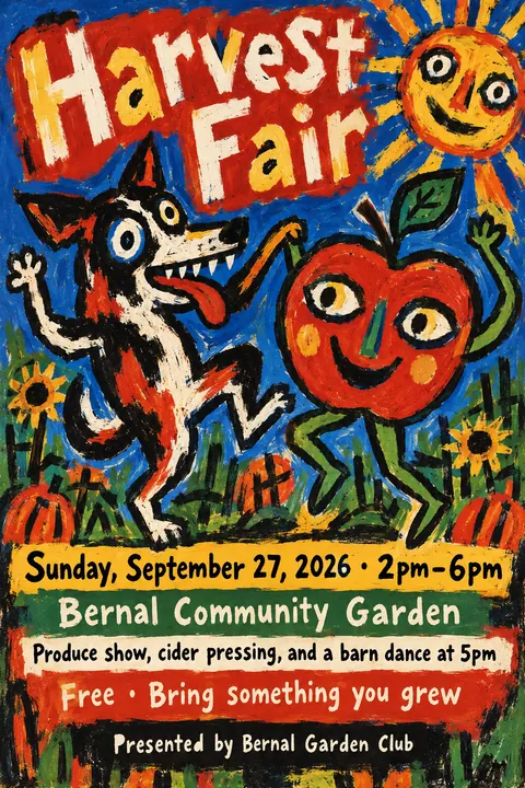 CoBrA style poster for a fictional event called Harvest Fair