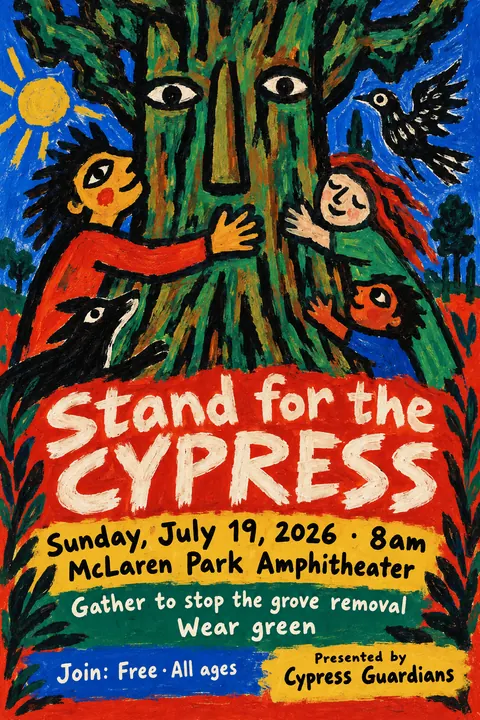 CoBrA style event poster for a fictional protest: Stand for the Cypress