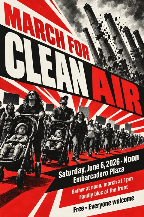 Constructivist style poster for a fictional event called March for Clean Air