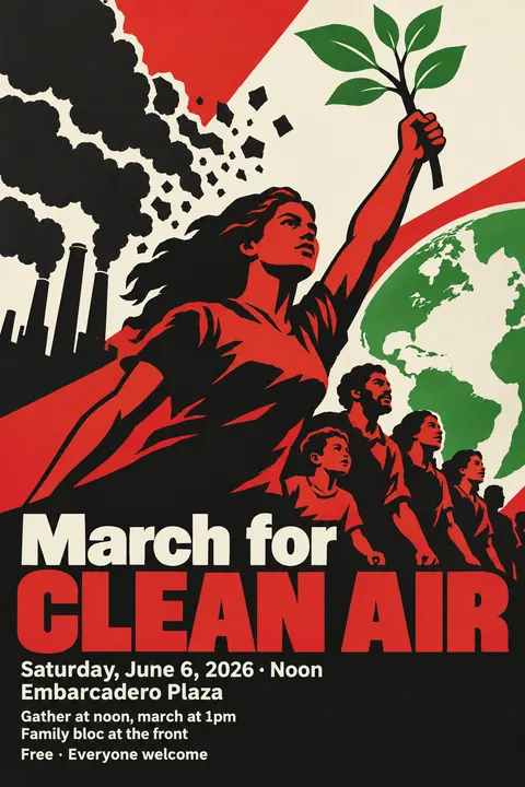 Cuban OSPAAAL Revolutionary style poster for a fictional event called March for Clean Air