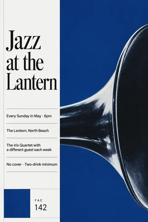 Factory Records / Haçienda style poster for a fictional event called Jazz at the Lantern