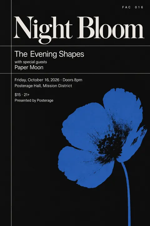 Factory Records / Haçienda style poster for a fictional event called Night Bloom