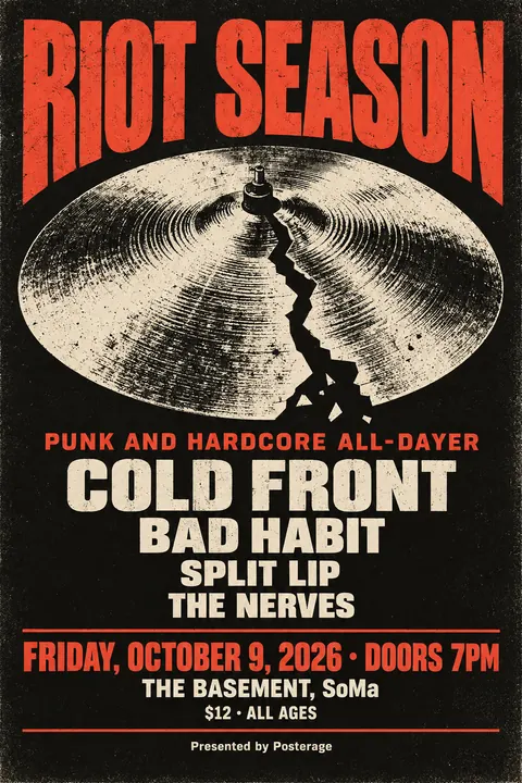 Festival Indie Lineup style poster for a fictional event called Riot Season