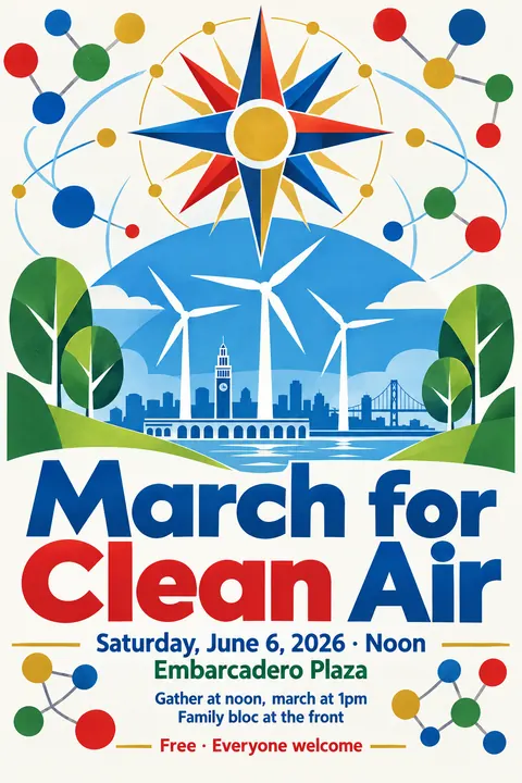 Festival of Britain style poster for a fictional event called March for Clean Air