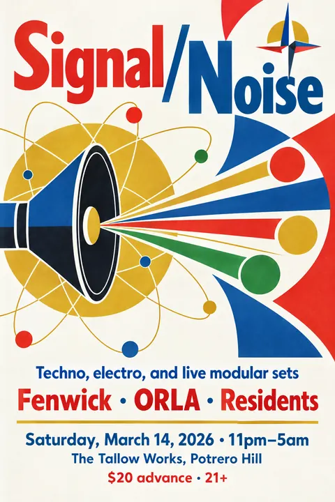 Festival of Britain style poster for a fictional event called Signal / Noise
