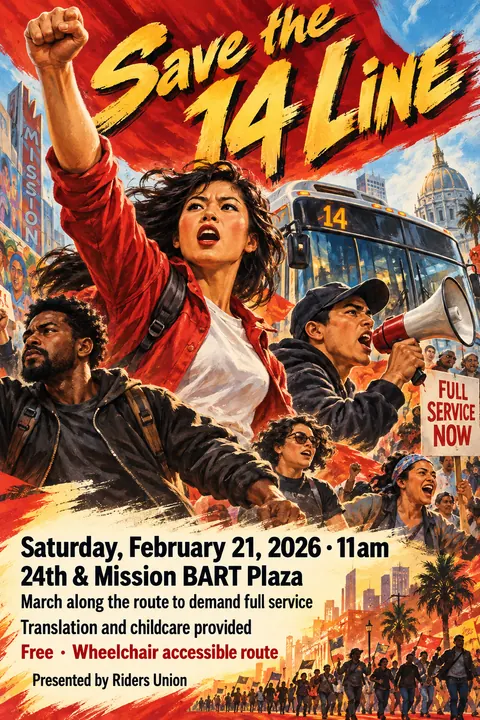 Hong Kong Cinema Poster style event poster for a fictional protest: Save the 14 Line
