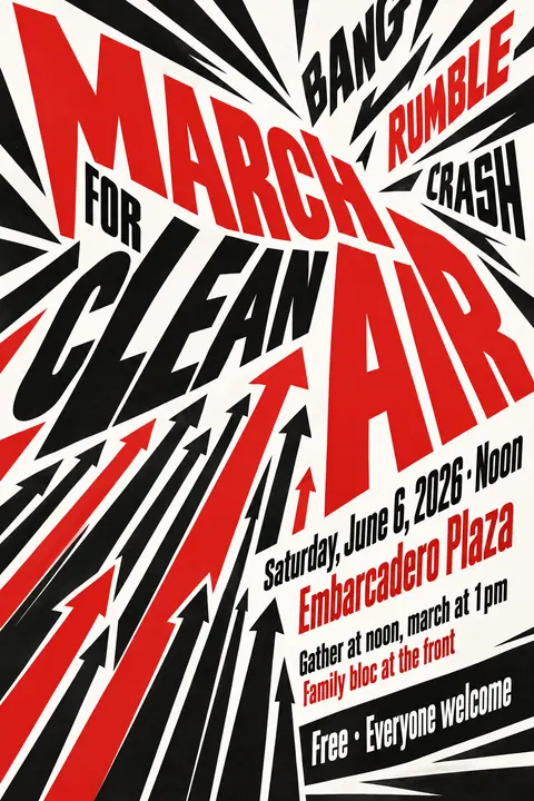 Italian Futurist Typography style poster for a fictional event called March for Clean Air