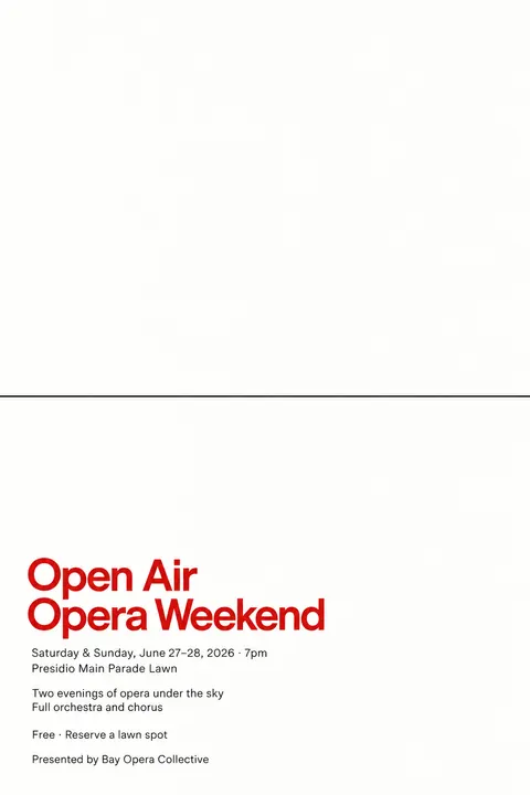 Minimalism (Art) style event poster for a fictional festival: Open Air Opera Weekend