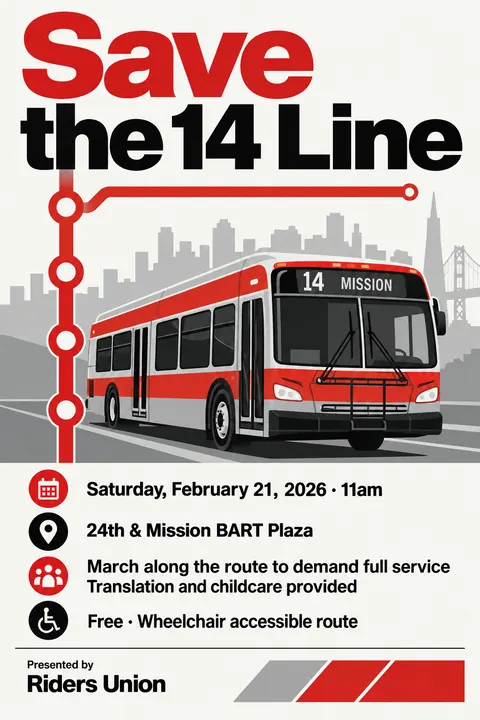 NASA Worm Modernist style event poster for a fictional protest: Save the 14 Line