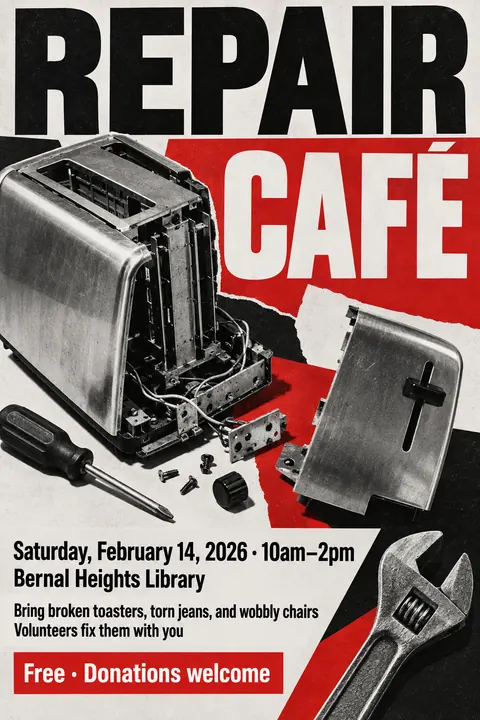 Neue Sachlichkeit / New Objectivity style poster for a fictional event called Repair Café