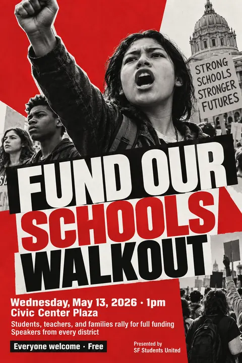 Neue Sachlichkeit / New Objectivity style event poster for a fictional protest: Fund Our Schools Walkout