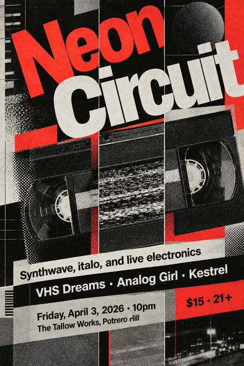 New Wave Typography style poster for a fictional event called Neon Circuit