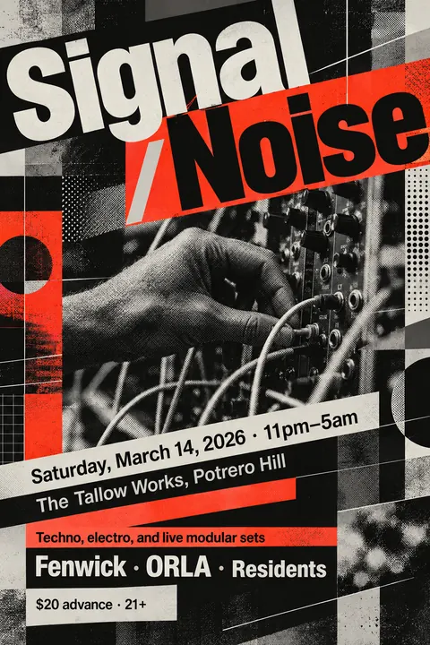 New Wave Typography style poster for a fictional event called Signal / Noise