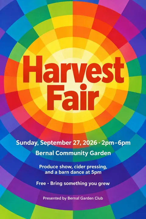 Orphism / Simultanism style poster for a fictional event called Harvest Fair