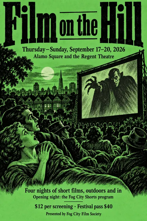 Penny Dreadful / Sensation Novel Cover style event poster for a fictional festival: Film on the Hill