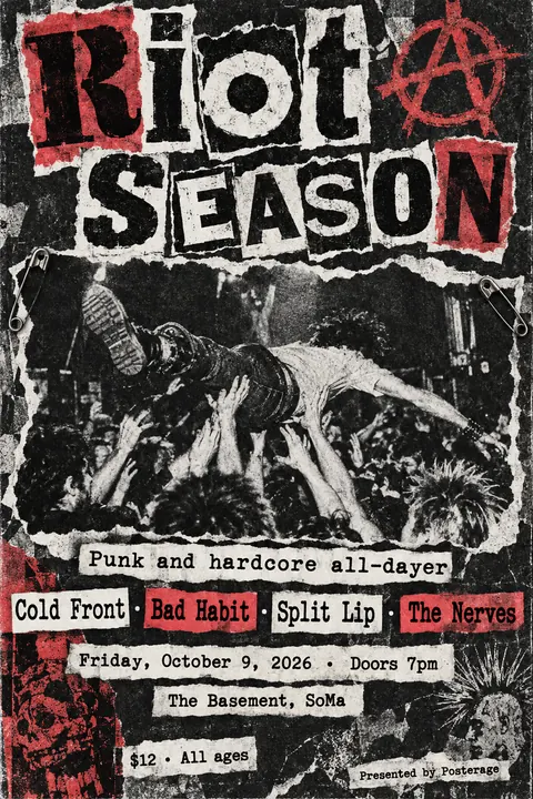 Punk Photocopied Fanzine style poster for a fictional event called Riot Season