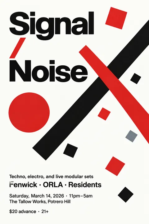 Suprematism style poster for a fictional event called Signal / Noise
