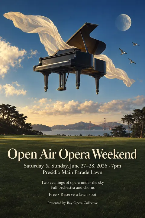 Surrealist style event poster for a fictional festival: Open Air Opera Weekend