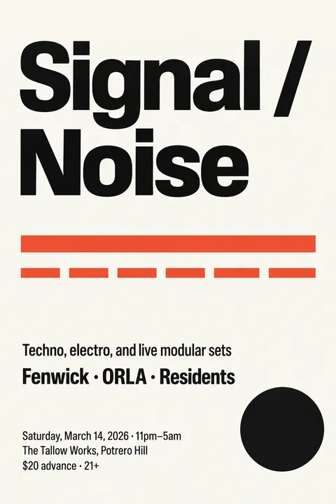Swiss typography style poster for a fictional event called Signal / Noise