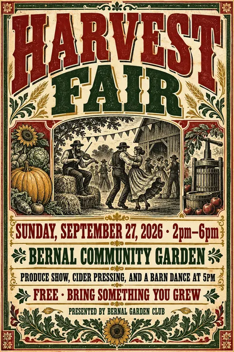 Victorian Broadside style poster for a fictional event called Harvest Fair