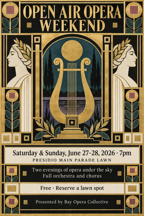 Vienna Secession style event poster for a fictional festival: Open Air Opera Weekend