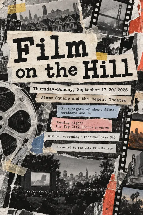 Zine Cut-and-Paste style event poster for a fictional festival: Film on the Hill