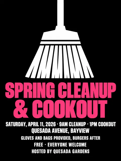 ACT UP / AIDS Crisis Activism style party flyer for a fictional block: Spring Cleanup & Cookout