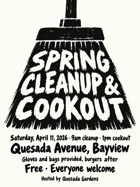 Atelier Populaire / Paris May 1968 style party flyer for a fictional block: Spring Cleanup & Cookout