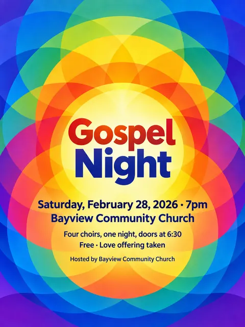 Orphism / Simultanism style party flyer for a fictional church: Gospel Night