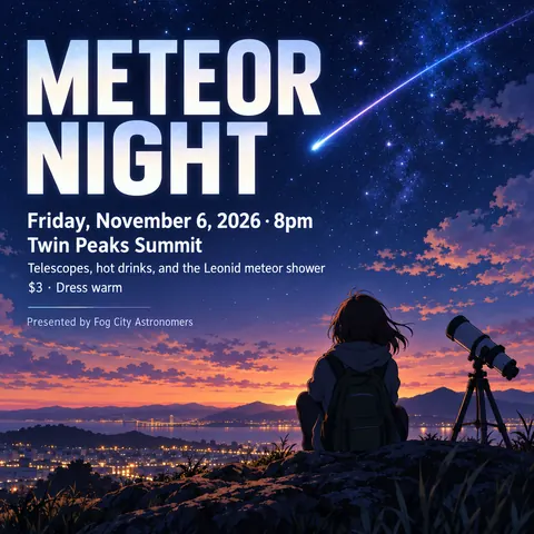 Anime style social post for a fictional post: Meteor Night