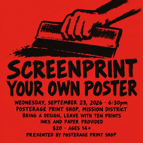 Atelier Populaire / Paris May 1968 style social post for a fictional post: Screenprint Your Own Poster