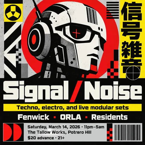 Designers Republic style social post for a fictional post: Signal / Noise