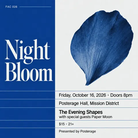 Factory Records / Haçienda style social post for a fictional post: Night Bloom
