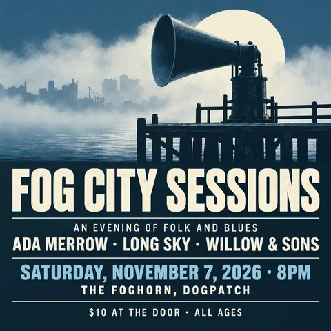 Festival Indie Lineup style social post for a fictional post: Fog City Sessions