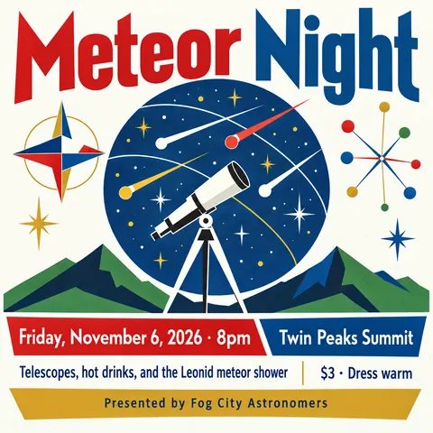 Festival of Britain style social post for a fictional post: Meteor Night