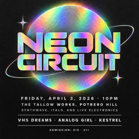 Holographic Foil style social post for a fictional post: Neon Circuit