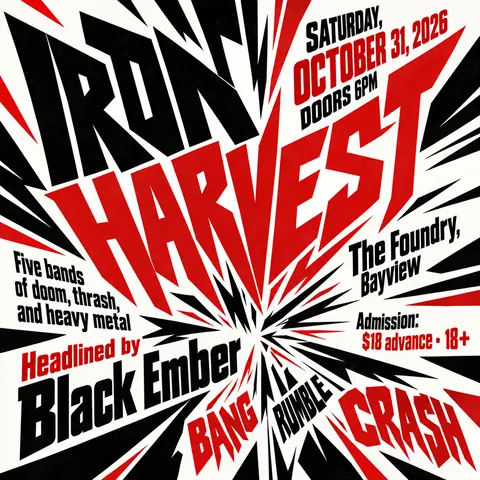 Italian Futurist Typography style social post for a fictional post: Iron Harvest