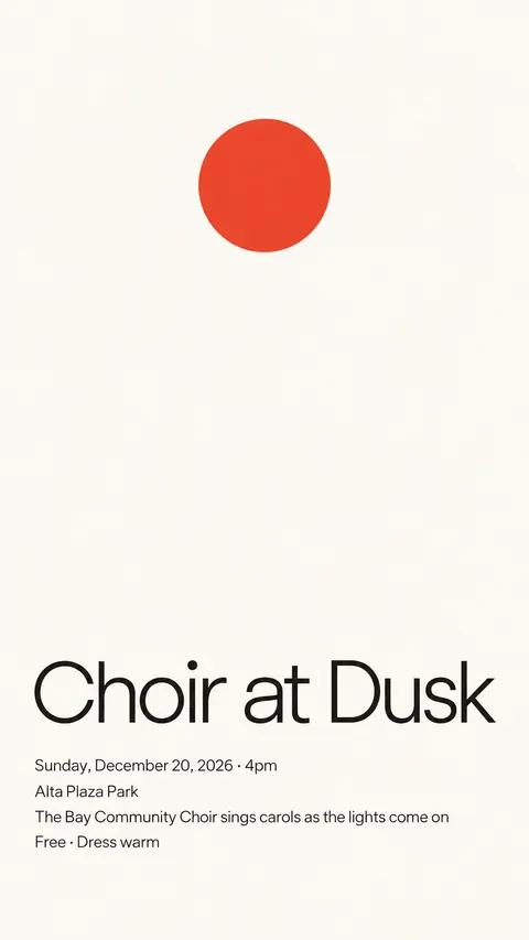 Minimalism (Art) style social post for a fictional story: Choir at Dusk
