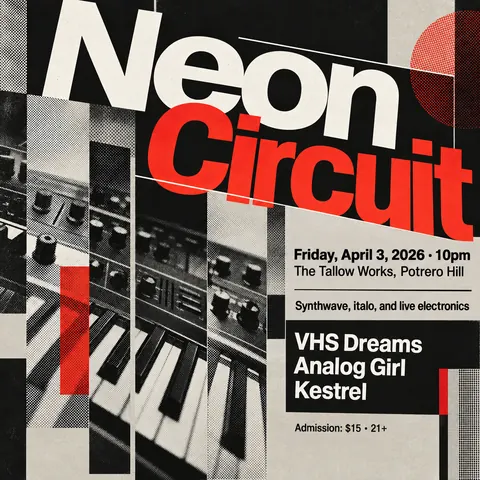 New Wave Typography style social post for a fictional post: Neon Circuit