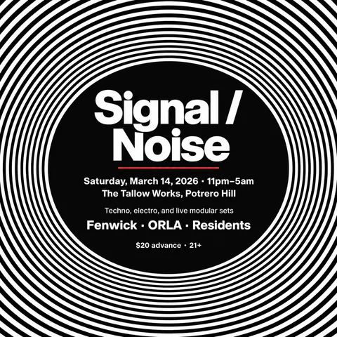 Op Art style social post for a fictional post: Signal / Noise